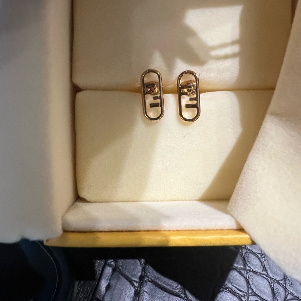 Fendi FF Oval Logo Stud Earrings